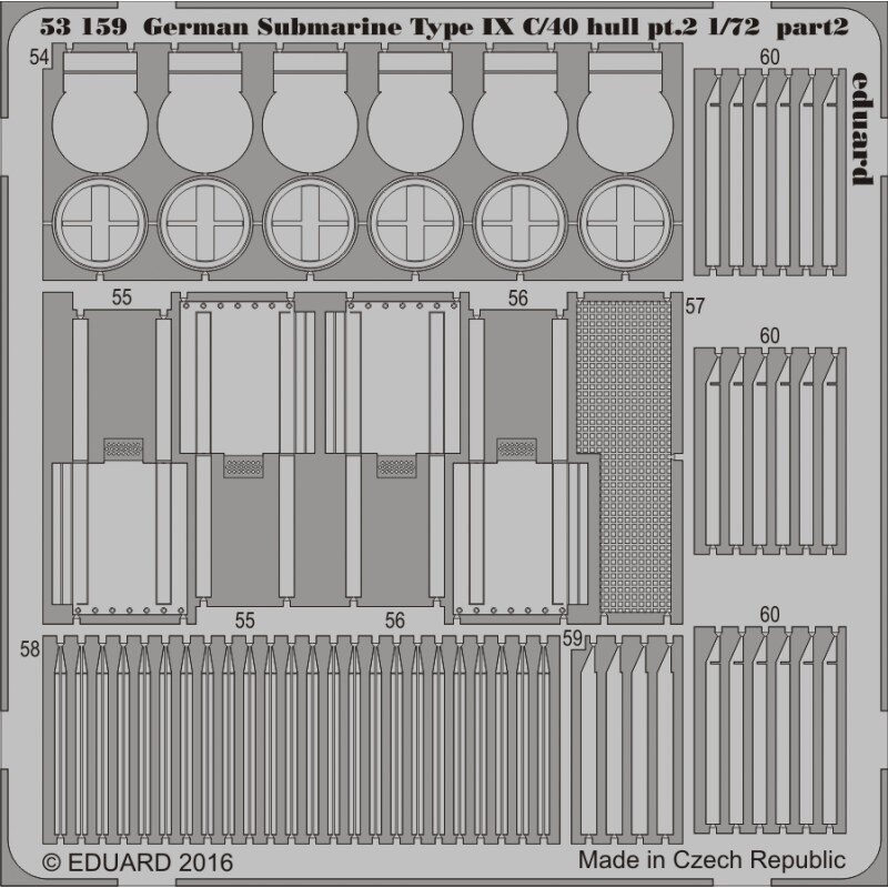German Submarine Type IX C/40 hull pt. 2 (designed to be used with Revell kits) Boat detail kits