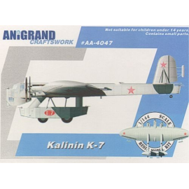 Kalinin K-7. Includes BONUS kits of the Kalinin K-12 Moskalyov Sam-7 and Cheranovsky BiCh-17. In 1925 Kalinin made a series of s