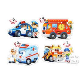 Rescue Services, 4x Puzzle (4 + 5 + 6 + 7) part Jigsaw puzzle
