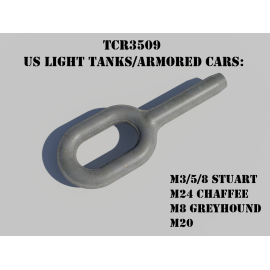 tow cables for US Light Tanks and Armoured cars. 3D designed/made. Contains: 4 resin ends + 0.5 m of tow cable. [M3 M5 M8 M20 M2