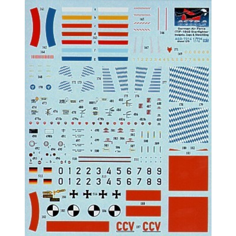 German Lockheed F-104G Starfighters decals the most researched decals ever. Containing over 1400 separate decals this set will a