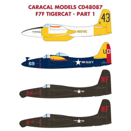Decals Grumman F7F Tigercat - Part 1: Our first sheet for the F7F Tigercat provides markings for four aircraft, including one fi