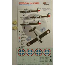 Decals Fieseler Fi 156 Storch Royal Yugoslav Army Air Force White 19 20 Black 5. RLM 71/65 Includes resin wheels 