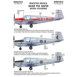 Decals SAAB 91A Safir w. Gypsy engine (designed to be used with Tarangus kits) 