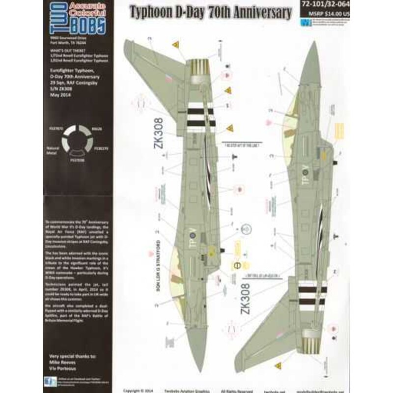 Decals Eurofighter EF-2000A Typhoon. To commemorate the 70th Anniversary of the Normandy Invasion, the Royal Air Force adorned a