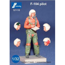 F-104 pilot standing 1 multipose figure. Choice between 5 heads with the different types of helmets worn by the F-104 pilots (U