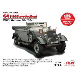 Typ G4 (1939 production), WWII German Staff Car (100% new molds) snap fit/no glue Model kit