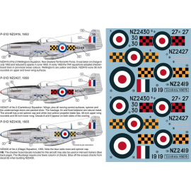 Decals New Zealand Territorial Air Force 'checker board' Mustangs 1/32nd scale. NZ2419 of No.2 Wellington, NZ2427 of No.3, Cant