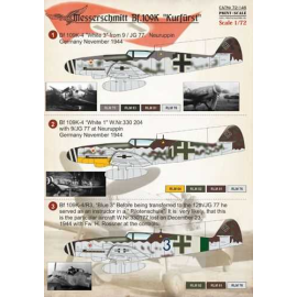 Decals Messerschmitt Bf.109K1. Bf 109K-4 'White 3' from 9 / JG 77. Neuruppin Germany November 1944.2. Bf 109K-4 'White 1' W.Nr.3