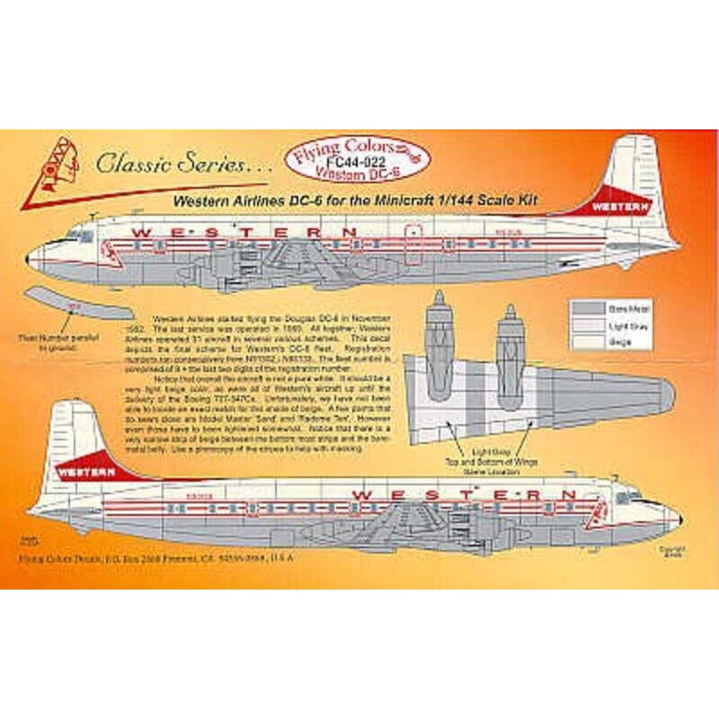 Douglas DC-6 WESTERN AIRLINES Final scheme N93128