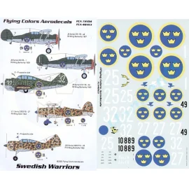 Swedish Air Force Fiat CR.42 F9-27 1942 Re.2000 F10-25 1942 both Italian style camouflage P-35A F8-32 Top Olive green/zinc chrom