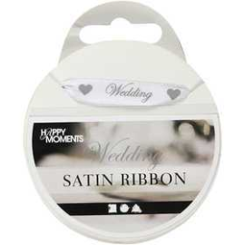Satin Ribbon, white, W: 10 mm, Wedding, 8m Various ribbons