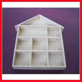 House-Shaped Shelving System, size 26x25.2 cm, H: 3.5 cm, paulownia, 1pc 