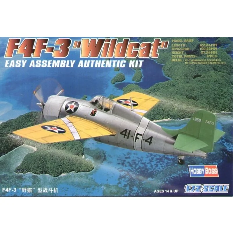 Grumman F4F-3 Wildcat Easy Build with 1 piece wings and lower fuselage 1 piece fuselage. Other parts as normal. Optional open/cl