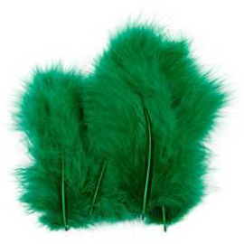 Feathers, size 5-12 cm, green, 15pcs Feather