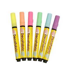 Deco Textile Markers, line width: 3 mm, neon colours, 6pcs 