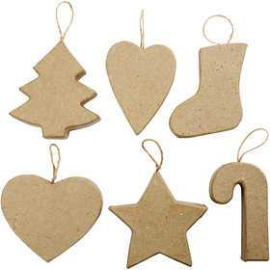 Christmas Ornaments, H: 7+8 cm, 6pcs Decoration