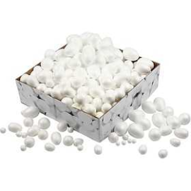 Polystyrene Balls & Eggs, size 1.5-6.1 cm, white, polystyrene, 550mixed 