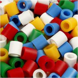 Fuse Beads, size 10x10 mm, hole size 5.5 mm, standard colours, jumbo, 550mixed 