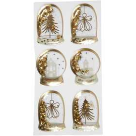 Shaker stickers, size 49x32+45x36 mm, gold, angel, tree and houses, 6pcs Sticker