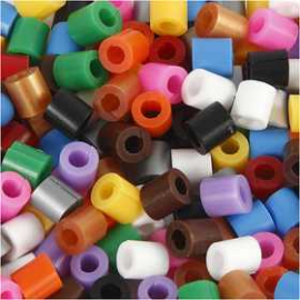 Fuse Beads with a Split, size 5x5 mm, hole size 2.5 mm, standard colours, medium, 1100mixed Pearl, button
