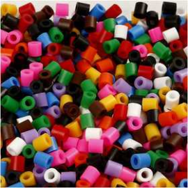 Fuse Beads, size 5x5 mm, hole size 2.5 mm, standard colours, medium, 1100mixed 