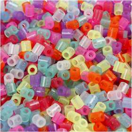 Fuse Beads, size 5x5 mm, hole size 2.5 mm, glitter colours, medium, 1100mixed 