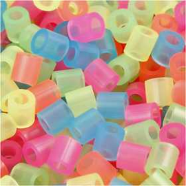 Fuse Beads, size 5x5 mm, hole size 2.5 mm, neon colors, Medium, 6000mixed Pearl, button