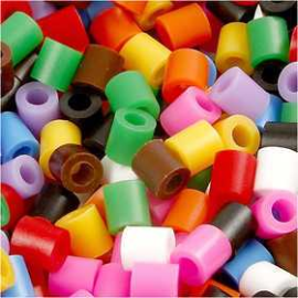 Fuse Beads, size 5x5 mm, hole size 2.5 mm, standard colours, Medium, 30000mixed Pearl, button
