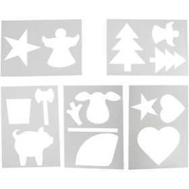 Christmas-Shaped Template, A4 21x30 cm, white, 5mixed sheets Stamps, stencils and accessories