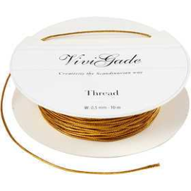 Thread, thickness 0.5 mm, gold, 10m Various ribbons