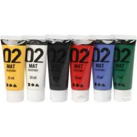 A-Color Acrylic Paint, standard colours, 02 - matt, 6x20ml Painting