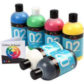 A-Color Acrylic Paint - Colour School, primary colours, 02 - matt (color poster), 6x500ml 