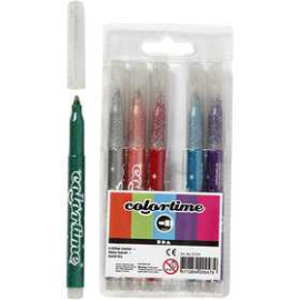 Colortime Glitter Marker, line width: 4.2 mm, asstd colours, 6pcs Marker