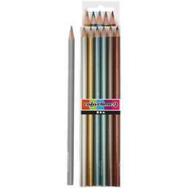 Colortime colouring pencils, lead: 3 mm, metallic colours, 6pcs Various pencils and markers