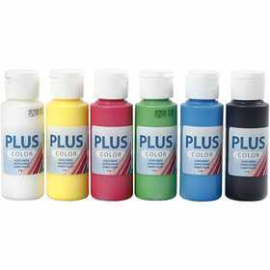 Plus Color Craft Paint - Color School, primary colours, Colour School instructions included, 6x60ml 