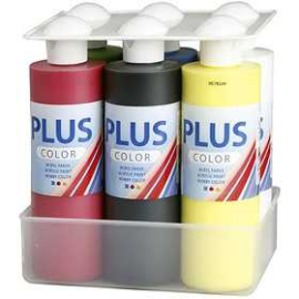 Plus Color Craft Paint - Color School, primary colours, Color school guidiance is included, 6x250ml 