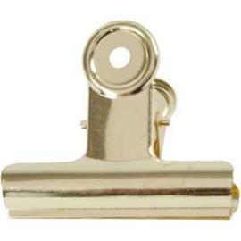 Metal Bulldog Clip, W: 7.5 cm, brass, 6pcs Party item, outdoor and miscellaneous