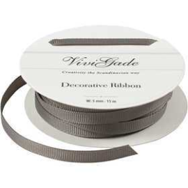 Decoration Ribbon, W: 6 mm, grey, 15m Various ribbons