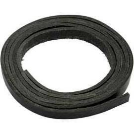 Leather band, W: 10 mm, thickness 3 mm, black, 2m 