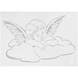 Stencil , A4 21x30 cm, angel, 1pc Stamps, stencils and accessories
