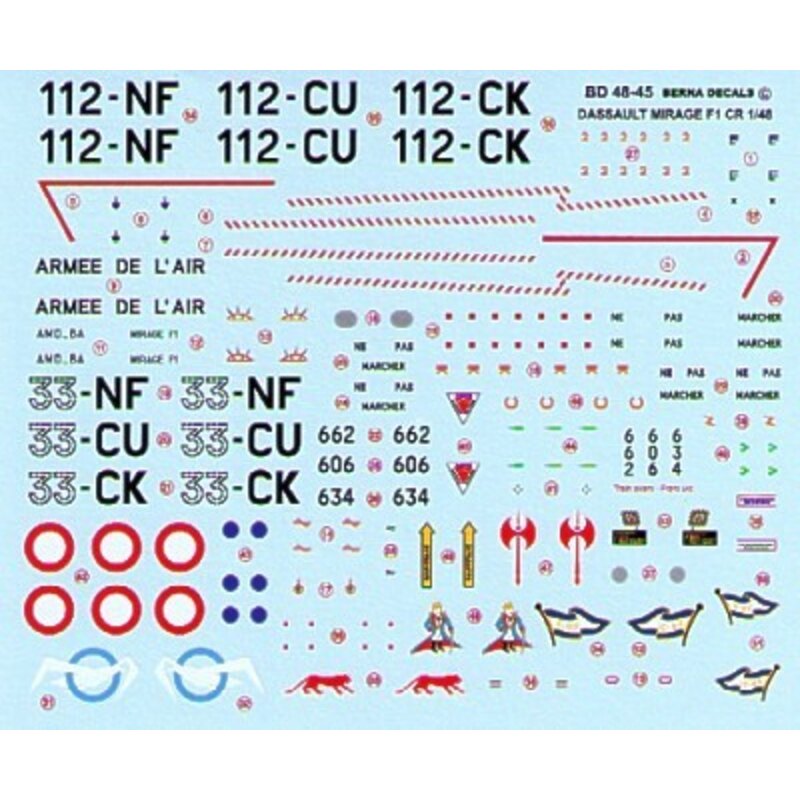 Dassault Mirage F.1CR (3) No 634/33-CK or 112-CK ER1/33 Belfort No 606/33CU or 112-CU ER1/33 Belfort No662/33-NF or 112-NF ER2/3
