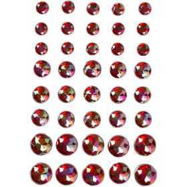 Rhinestones, size 6+8+10 mm, red, 40mixed 
