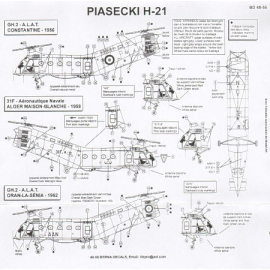 Decals Piasecki H-21 France (3) GH.2 A.L.A.T Constantine 1956 31F Navy Algiers 1958 A-AN GH.2 A.L.A.T. Oran-la-Senia 1962 