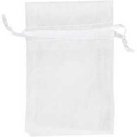 Organza Bags, white, size 7x10 cm, 10pcs Textile