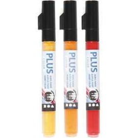 Plus Color Marker, line width: 1-2 mm, L: 14.5 cm, crimson red, pumpkin, yellow sun, 3pcs Various pencils and markers