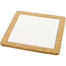 Trivet with cork frame, outer size 19x19 cm, inner size 15x15x0.4 cm, white, 10pcs, thickness 11 mm 