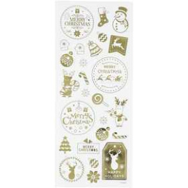 Stickers, sheet 10x24 cm, approx. 26 pc, gold, Christmas, 1sheet Decoration