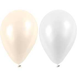 Balloons, white, mother-of-pearl, D: 23 cm, Round, 10mixed Party item, outdoor and miscellaneous