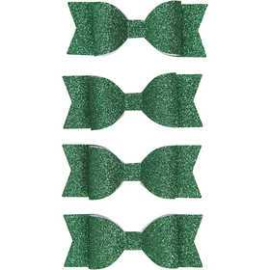 Paper Bow, size 31x85 mm, green glitter, 4pcs Sticker